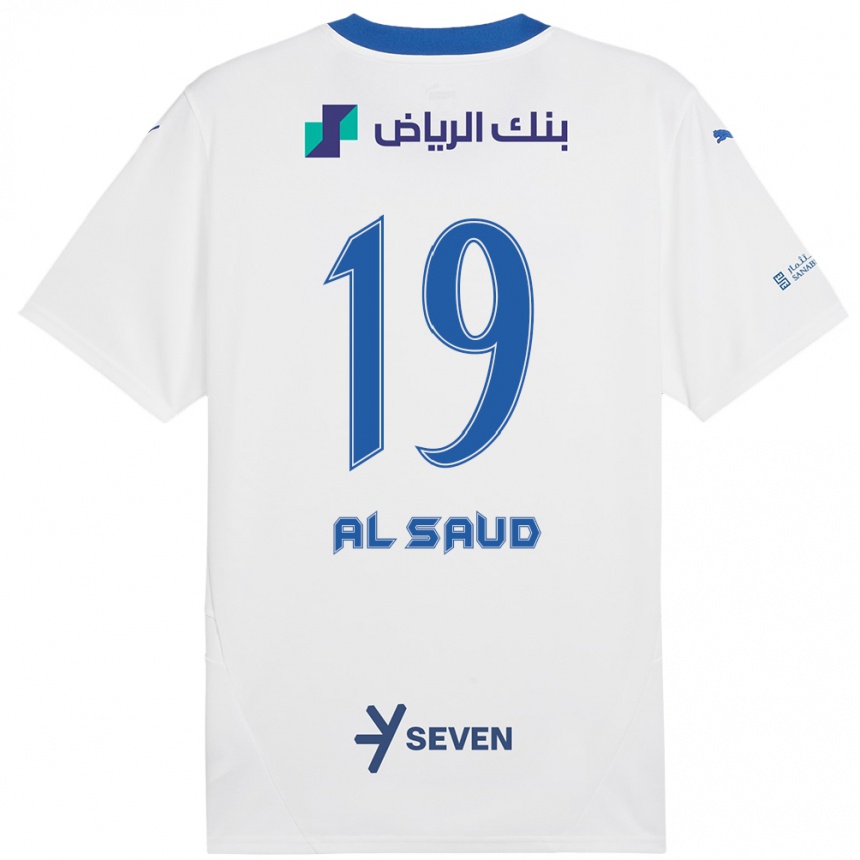 Gyermek Labdarúgás Manal Al Saud #19 Fehér Kék Idegenbeli Jersey 2024/25 Mez Póló Ing