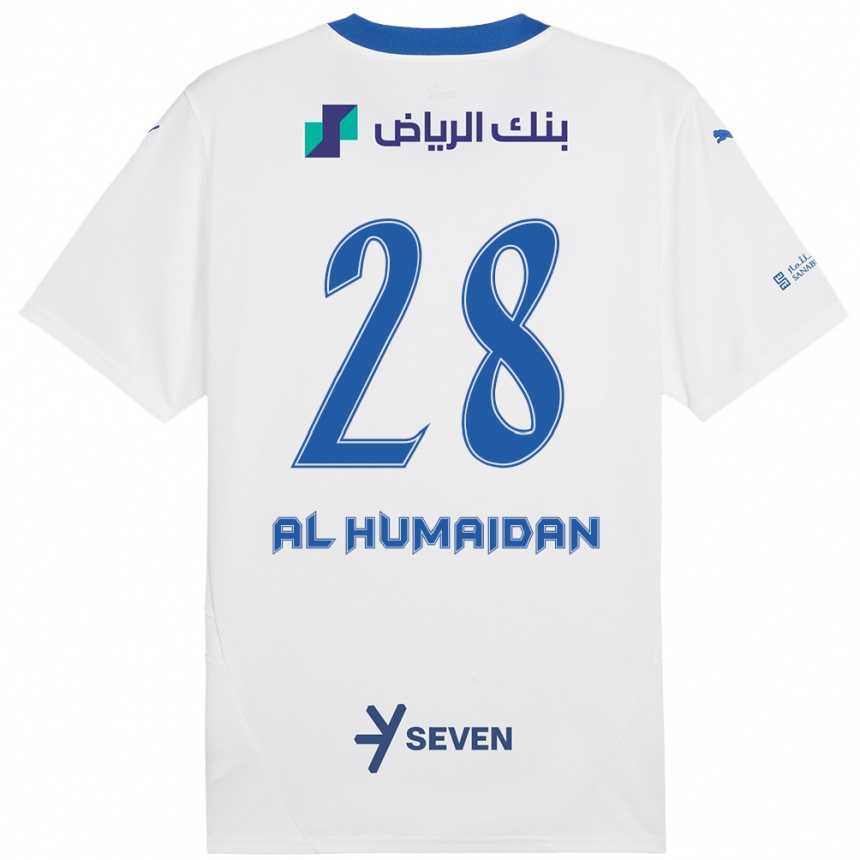 Gyermek Labdarúgás Fay Al-Humaidan #28 Fehér Kék Idegenbeli Jersey 2024/25 Mez Póló Ing