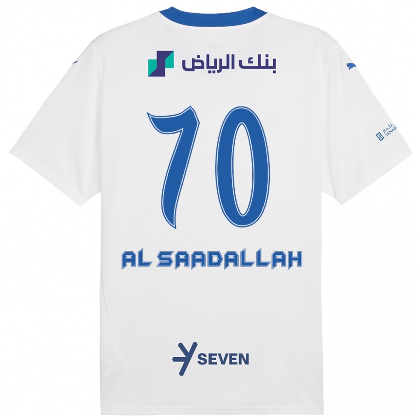 Gyermek Labdarúgás Hessa Al-Saadallah #70 Fehér Kék Idegenbeli Jersey 2024/25 Mez Póló Ing