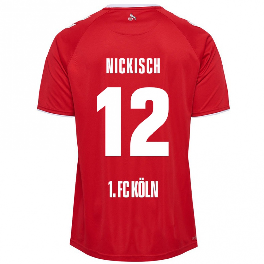 Gyermek Labdarúgás Jonas Nickisch #12 Piros Fehér Idegenbeli Jersey 2024/25 Mez Póló Ing