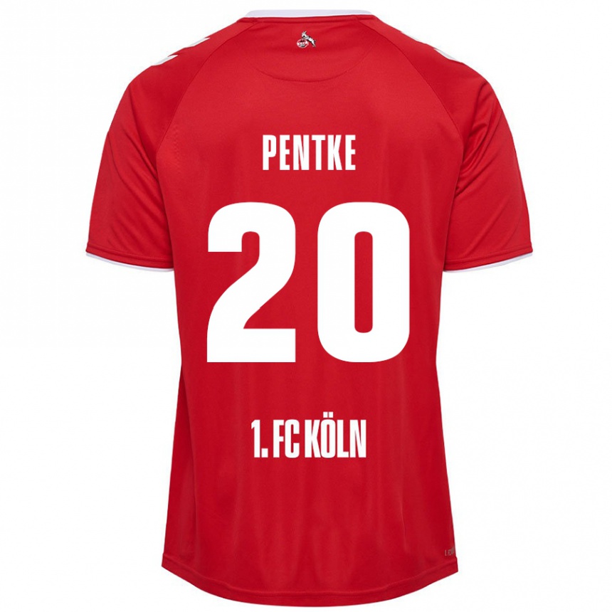 Gyermek Labdarúgás Philipp Pentke #20 Piros Fehér Idegenbeli Jersey 2024/25 Mez Póló Ing