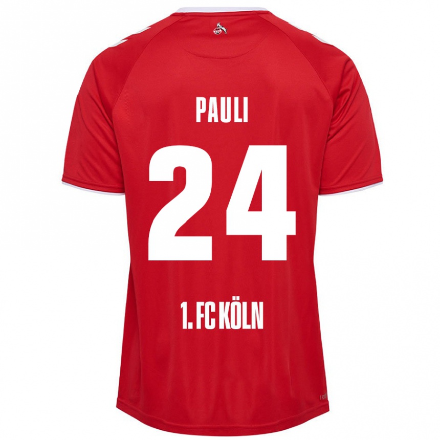 Gyermek Labdarúgás Julian Pauli #24 Piros Fehér Idegenbeli Jersey 2024/25 Mez Póló Ing