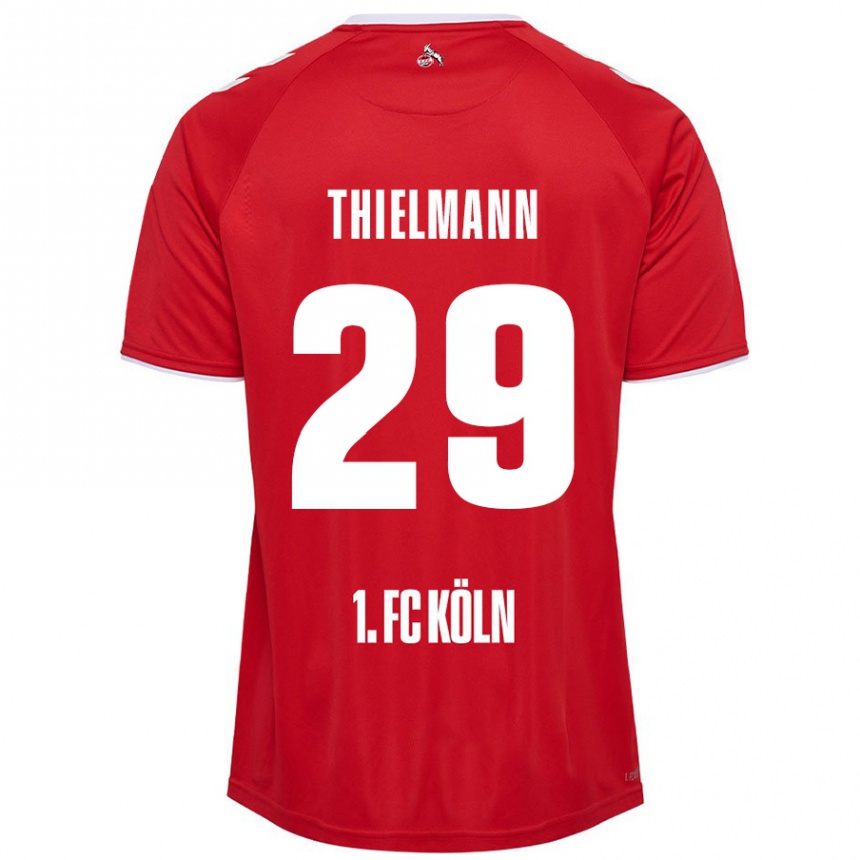 Gyermek Labdarúgás Jan Thielmann #29 Piros Fehér Idegenbeli Jersey 2024/25 Mez Póló Ing