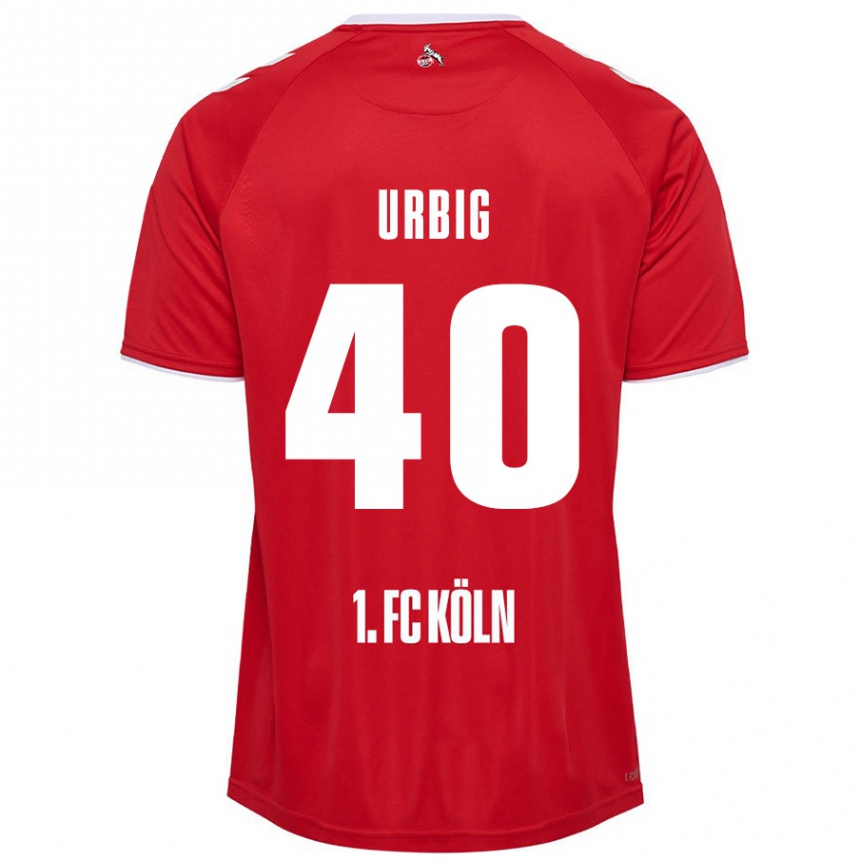 Gyermek Labdarúgás Jonas Urbig #40 Piros Fehér Idegenbeli Jersey 2024/25 Mez Póló Ing