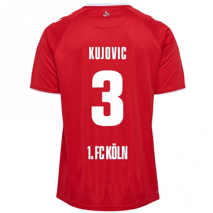 Gyermek Labdarúgás Emin Kujovic #3 Piros Fehér Idegenbeli Jersey 2024/25 Mez Póló Ing