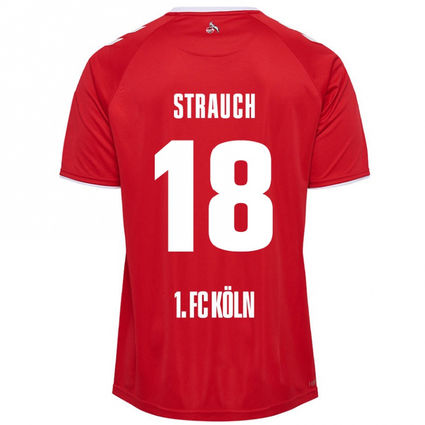 Gyermek Labdarúgás Georg Strauch #18 Piros Fehér Idegenbeli Jersey 2024/25 Mez Póló Ing