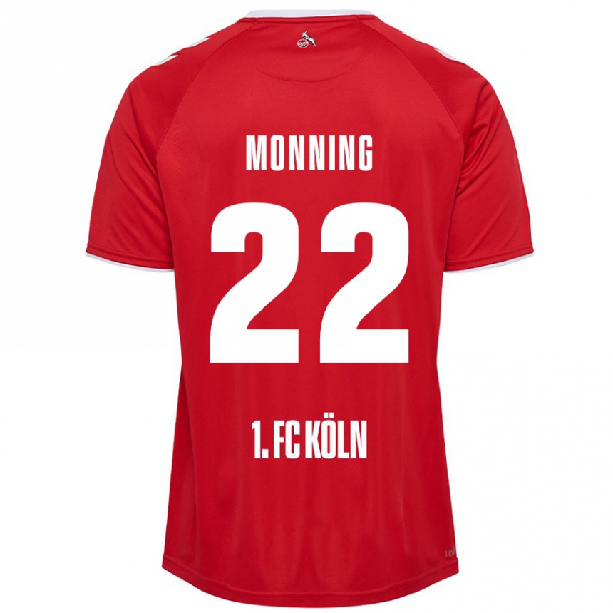 Gyermek Labdarúgás Marlon Monning #22 Piros Fehér Idegenbeli Jersey 2024/25 Mez Póló Ing