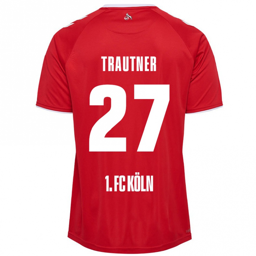 Gyermek Labdarúgás Tobias Trautner #27 Piros Fehér Idegenbeli Jersey 2024/25 Mez Póló Ing