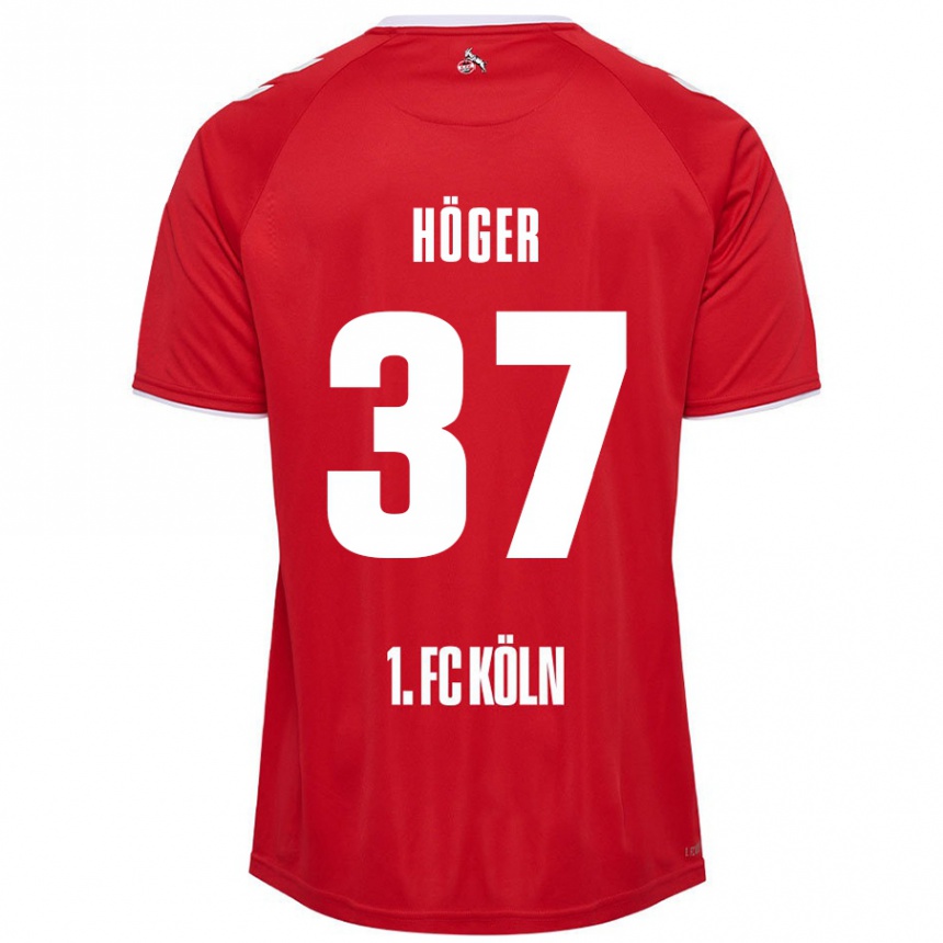 Gyermek Labdarúgás Marco Höger #37 Piros Fehér Idegenbeli Jersey 2024/25 Mez Póló Ing