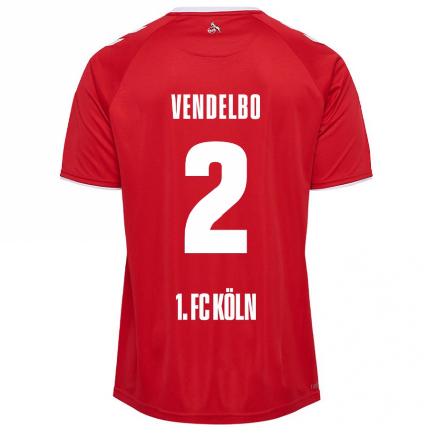 Gyermek Labdarúgás Sofie Vendelbo #2 Piros Fehér Idegenbeli Jersey 2024/25 Mez Póló Ing