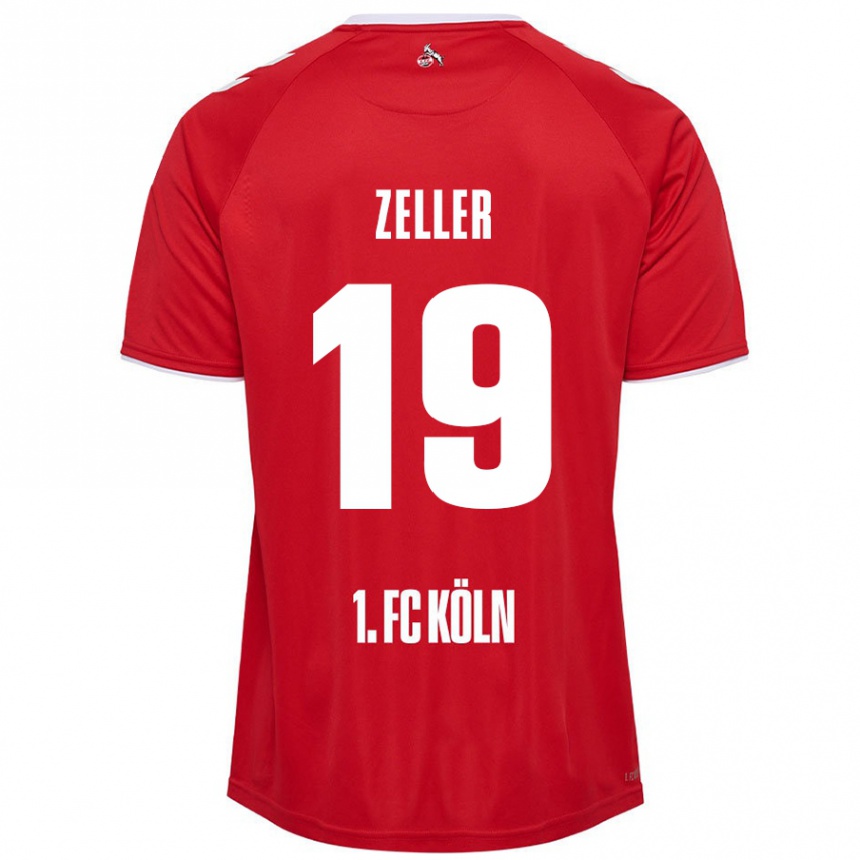 Gyermek Labdarúgás Dóra Zeller #19 Piros Fehér Idegenbeli Jersey 2024/25 Mez Póló Ing