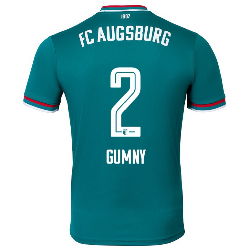 Gyermek Labdarúgás Robert Gumny #2 Sötétzöld Idegenbeli Jersey 2024/25 Mez Póló Ing