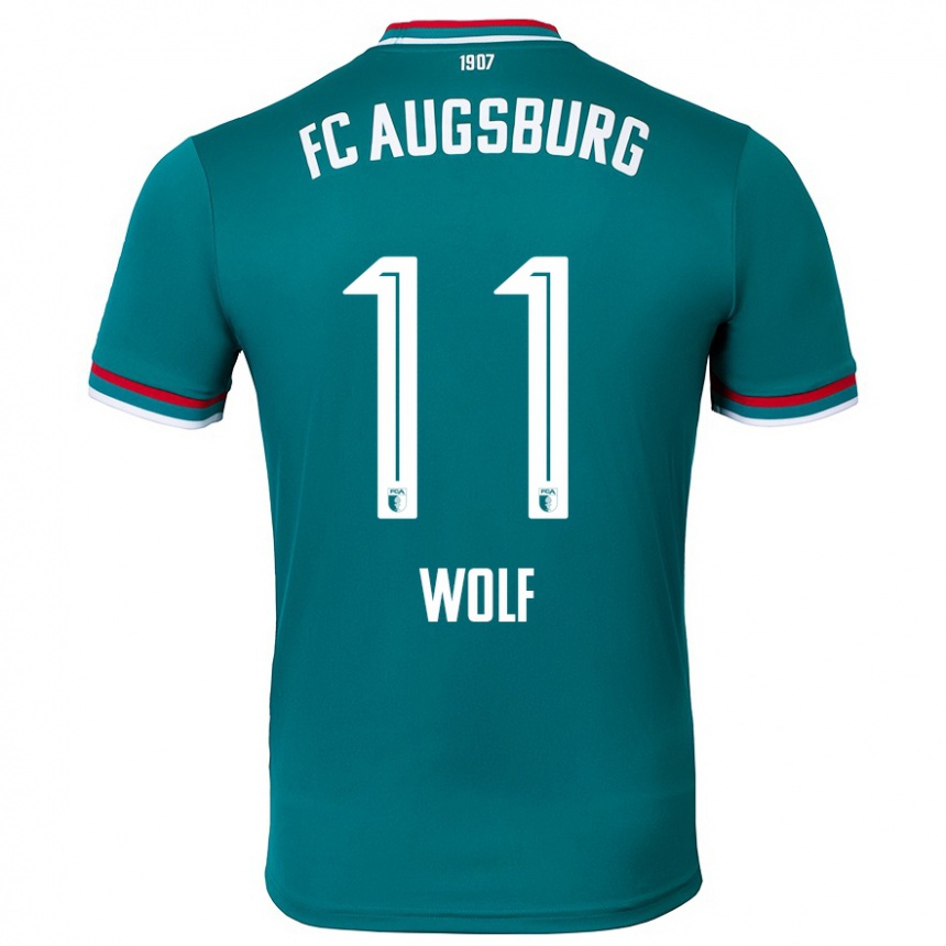 Gyermek Labdarúgás Marius Wolf #11 Sötétzöld Idegenbeli Jersey 2024/25 Mez Póló Ing