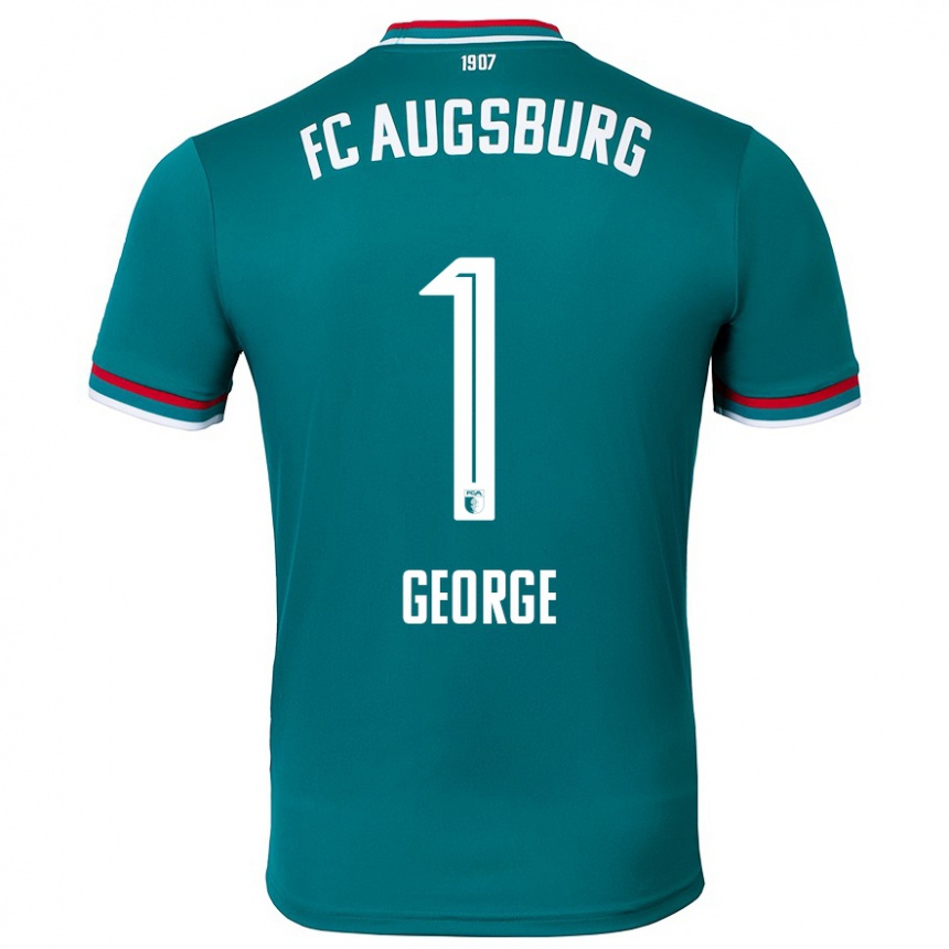 Gyermek Labdarúgás Noah George #1 Sötétzöld Idegenbeli Jersey 2024/25 Mez Póló Ing