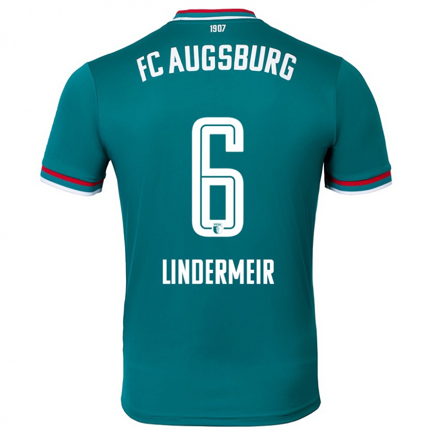 Gyermek Labdarúgás Dominik Lindermeir #6 Sötétzöld Idegenbeli Jersey 2024/25 Mez Póló Ing