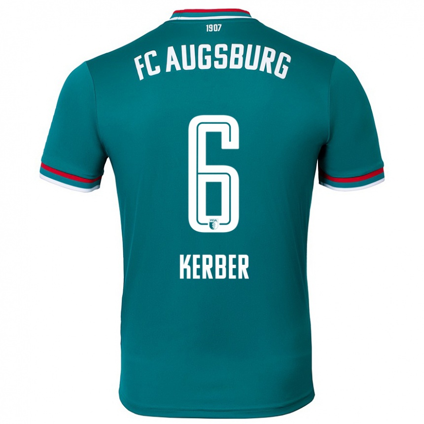 Gyermek Labdarúgás Luca Kerber #6 Sötétzöld Idegenbeli Jersey 2024/25 Mez Póló Ing