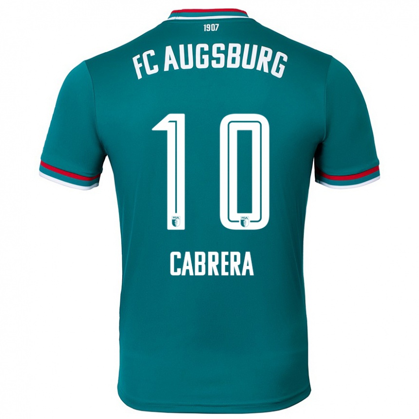 Gyermek Labdarúgás Juan Cabrera #10 Sötétzöld Idegenbeli Jersey 2024/25 Mez Póló Ing