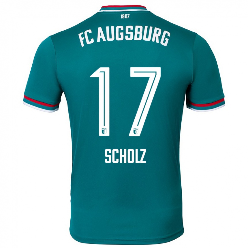 Gyermek Labdarúgás Jerome Scholz #17 Sötétzöld Idegenbeli Jersey 2024/25 Mez Póló Ing