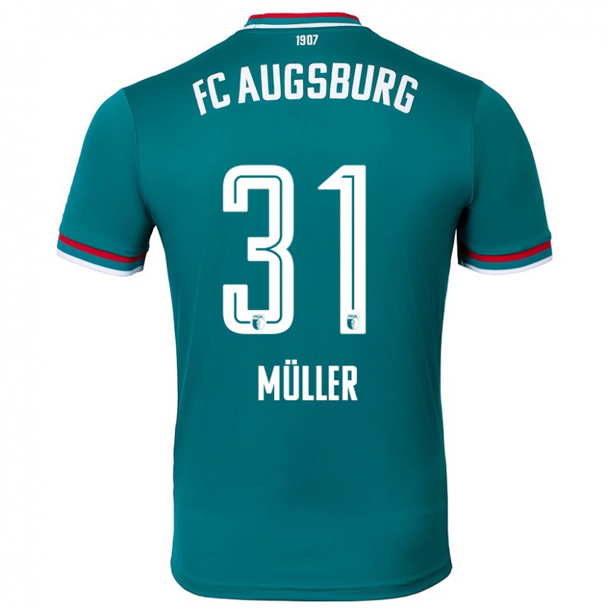 Gyermek Labdarúgás Noah Müller #31 Sötétzöld Idegenbeli Jersey 2024/25 Mez Póló Ing