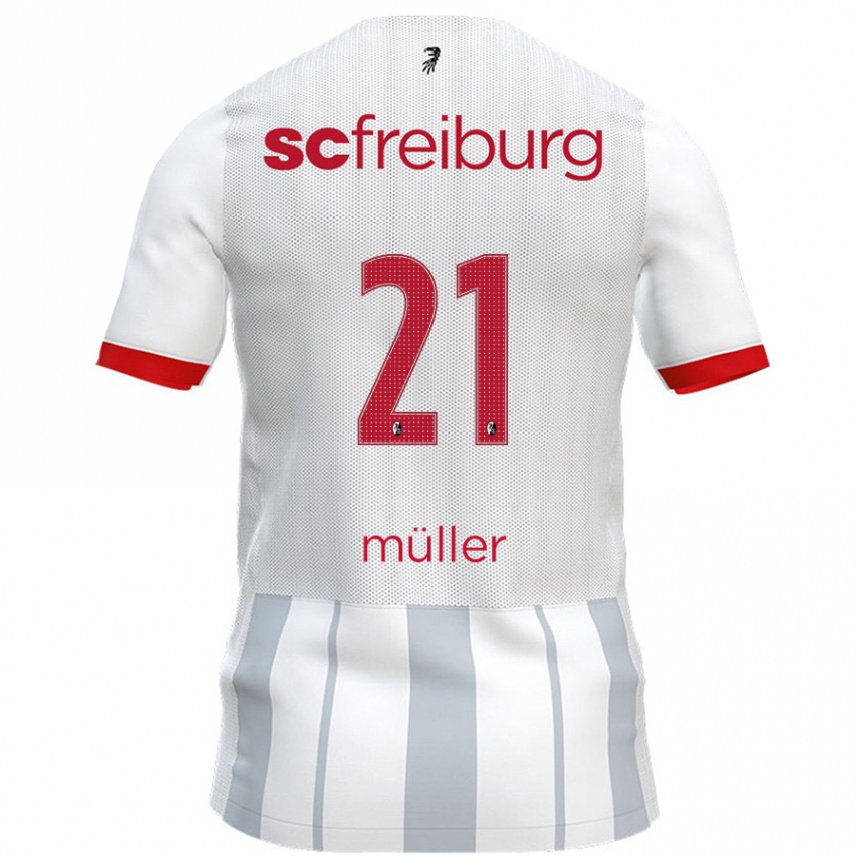 Gyermek Labdarúgás Florian Müller #21 Fehér Szürke Idegenbeli Jersey 2024/25 Mez Póló Ing