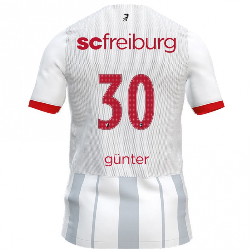 Gyermek Labdarúgás Christian Günter #30 Fehér Szürke Idegenbeli Jersey 2024/25 Mez Póló Ing