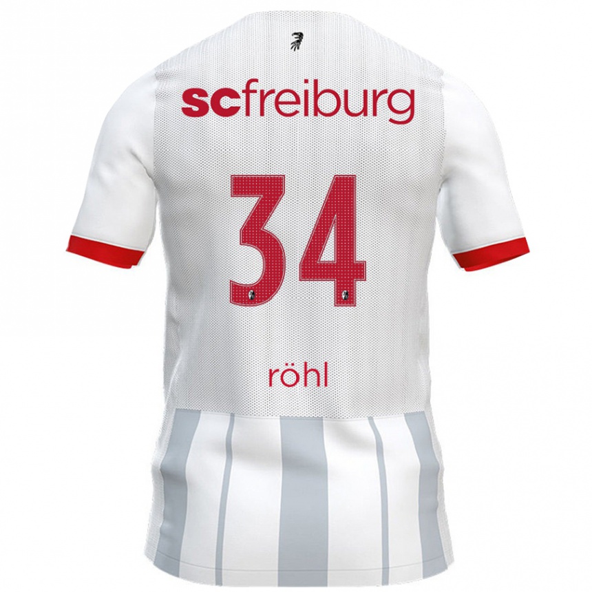 Gyermek Labdarúgás Merlin Röhl #34 Fehér Szürke Idegenbeli Jersey 2024/25 Mez Póló Ing