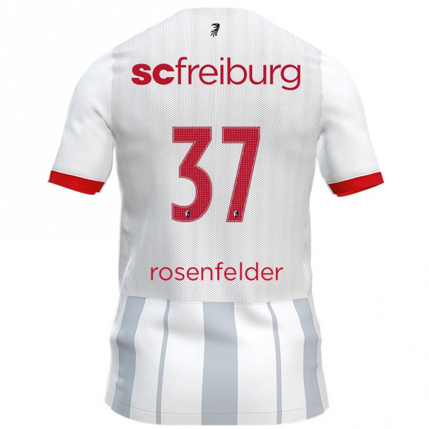 Gyermek Labdarúgás Max Rosenfelder #37 Fehér Szürke Idegenbeli Jersey 2024/25 Mez Póló Ing