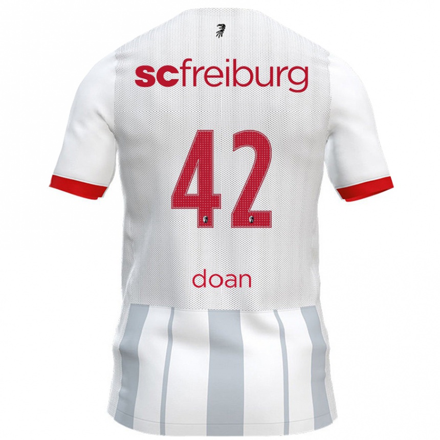 Gyermek Labdarúgás Ritsu Doan #42 Fehér Szürke Idegenbeli Jersey 2024/25 Mez Póló Ing