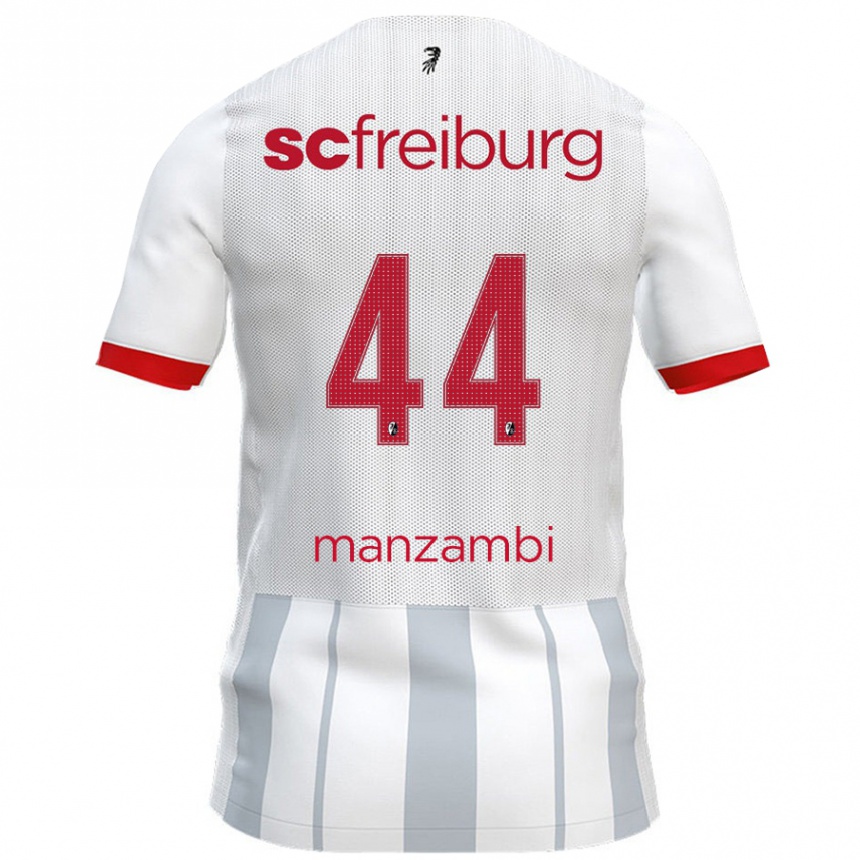 Gyermek Labdarúgás Johan Manzambi #44 Fehér Szürke Idegenbeli Jersey 2024/25 Mez Póló Ing