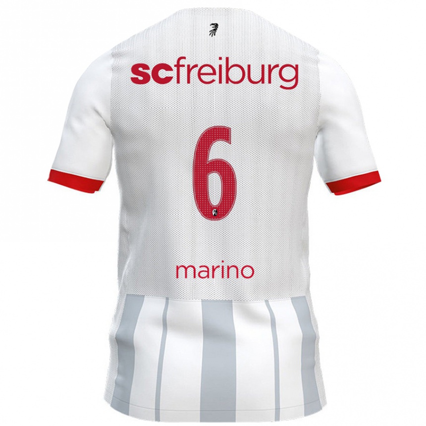 Gyermek Labdarúgás Luca Marino #6 Fehér Szürke Idegenbeli Jersey 2024/25 Mez Póló Ing