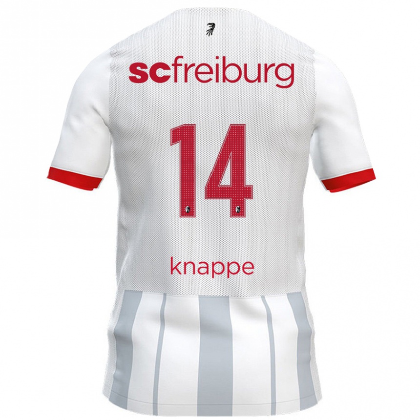 Gyermek Labdarúgás Davino Knappe #14 Fehér Szürke Idegenbeli Jersey 2024/25 Mez Póló Ing