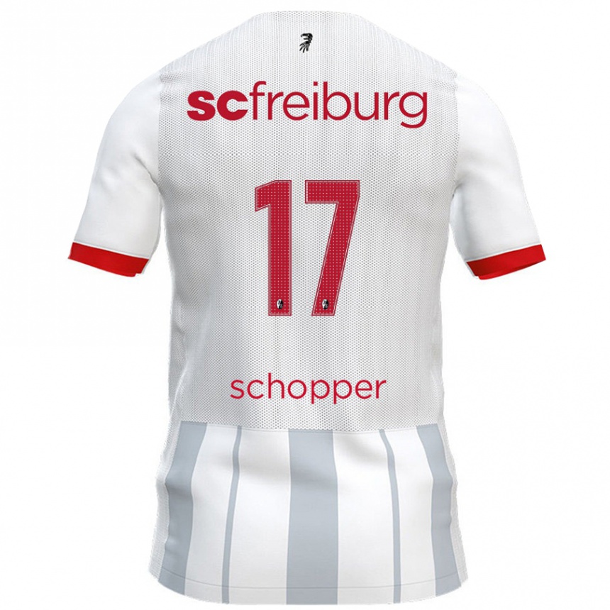 Gyermek Labdarúgás David Schopper #17 Fehér Szürke Idegenbeli Jersey 2024/25 Mez Póló Ing