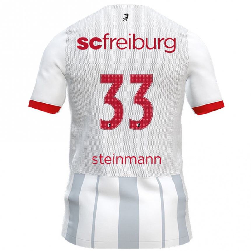 Gyermek Labdarúgás Karl Steinmann #33 Fehér Szürke Idegenbeli Jersey 2024/25 Mez Póló Ing