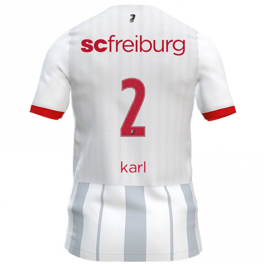 Gyermek Labdarúgás Lisa Karl #2 Fehér Szürke Idegenbeli Jersey 2024/25 Mez Póló Ing