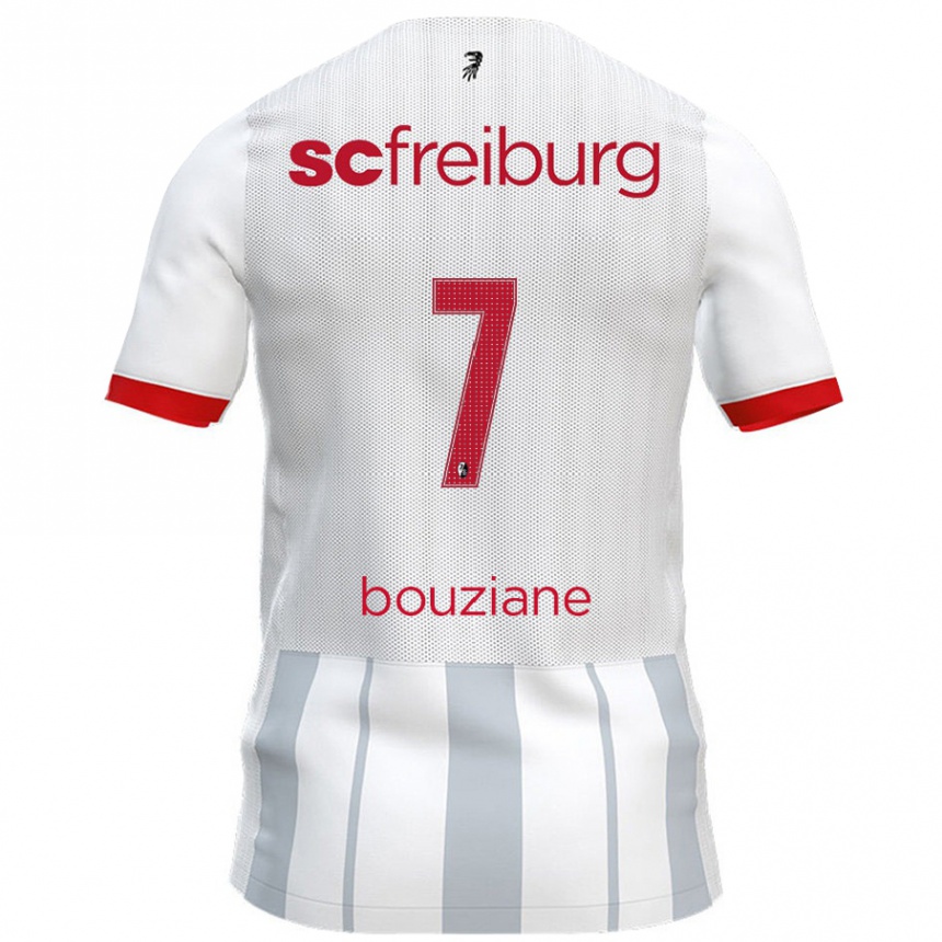 Gyermek Labdarúgás Chiara Bouziane #7 Fehér Szürke Idegenbeli Jersey 2024/25 Mez Póló Ing