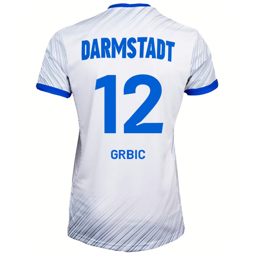 Gyermek Labdarúgás Viktor Grbic #12 Fehér Kék Idegenbeli Jersey 2024/25 Mez Póló Ing