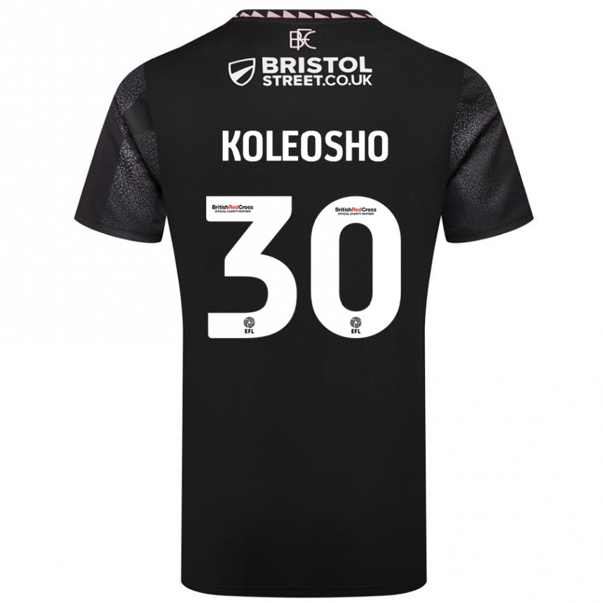 Gyermek Labdarúgás Luca Koleosho #30 Fekete Idegenbeli Jersey 2024/25 Mez Póló Ing