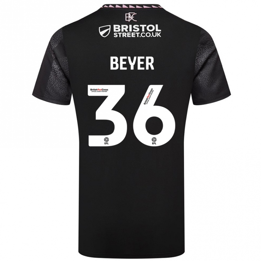 Gyermek Labdarúgás Jordan Beyer #36 Fekete Idegenbeli Jersey 2024/25 Mez Póló Ing