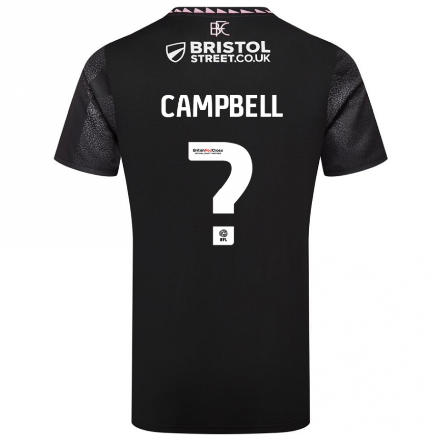 Gyermek Labdarúgás Murray Campbell #0 Fekete Idegenbeli Jersey 2024/25 Mez Póló Ing