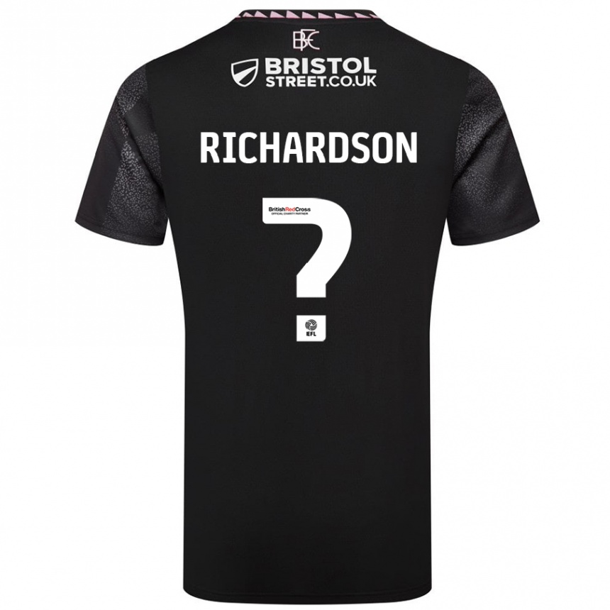 Gyermek Labdarúgás Lewis Richardson #0 Fekete Idegenbeli Jersey 2024/25 Mez Póló Ing