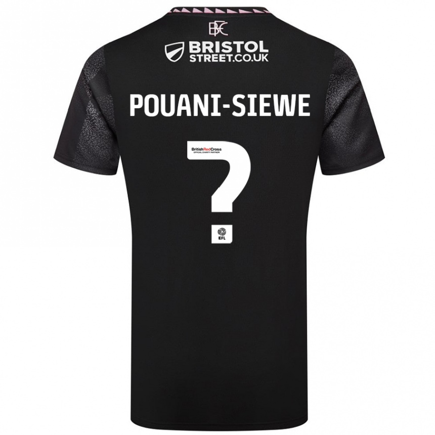 Gyermek Labdarúgás Brandon Pouani-Siewe #0 Fekete Idegenbeli Jersey 2024/25 Mez Póló Ing