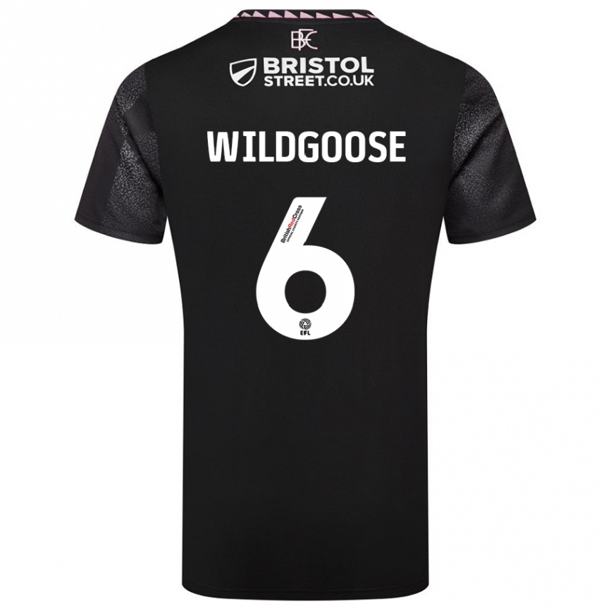 Gyermek Labdarúgás Mikayla Wildgoose #6 Fekete Idegenbeli Jersey 2024/25 Mez Póló Ing