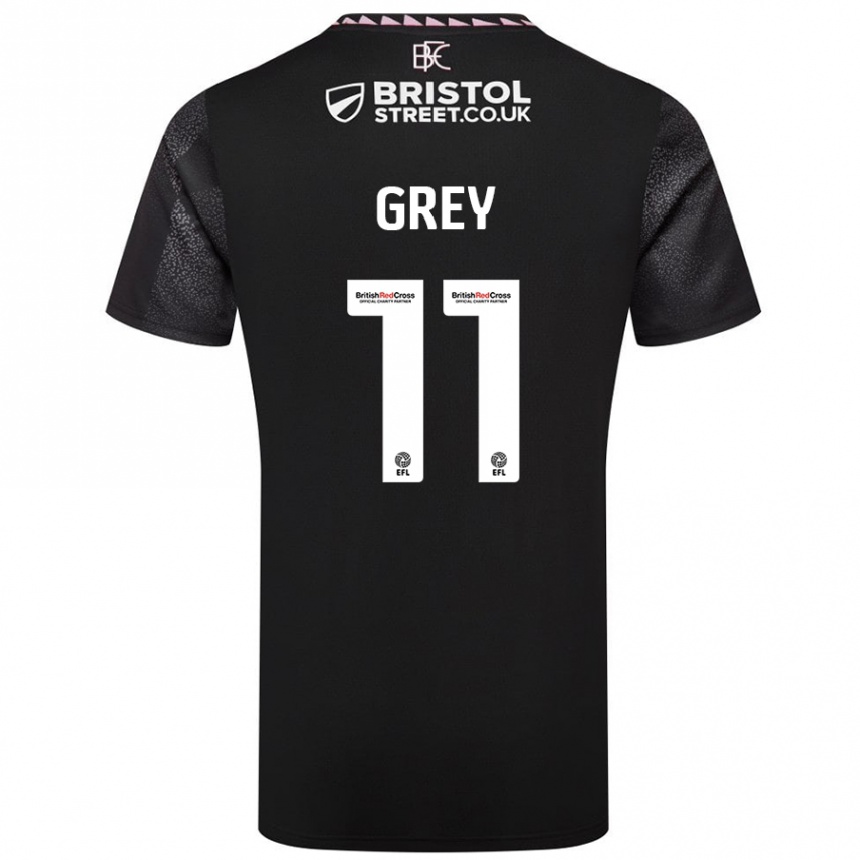 Gyermek Labdarúgás Anna Grey #11 Fekete Idegenbeli Jersey 2024/25 Mez Póló Ing