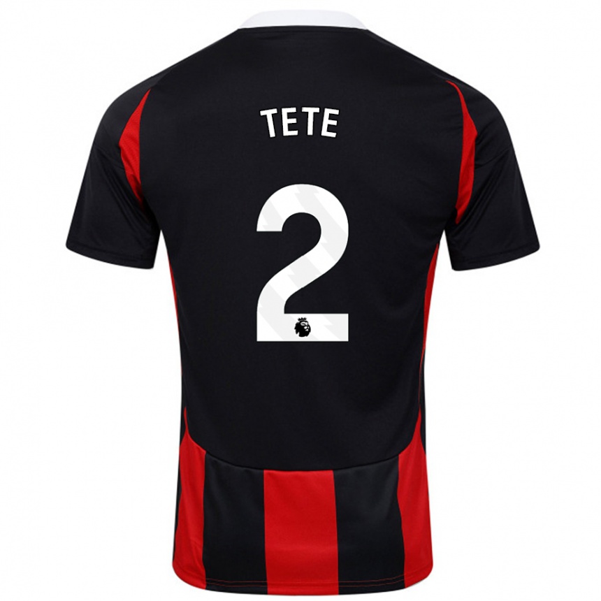 Gyermek Labdarúgás Kenny Tete #2 Fekete Piros Idegenbeli Jersey 2024/25 Mez Póló Ing