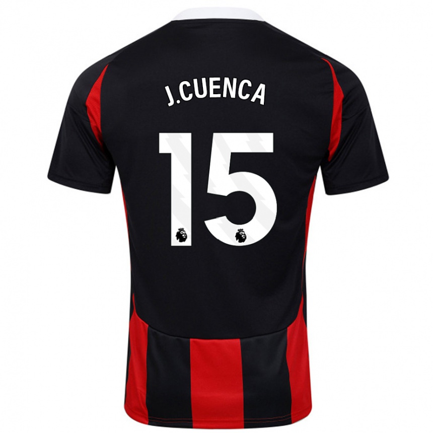 Gyermek Labdarúgás Jorge Cuenca #15 Fekete Piros Idegenbeli Jersey 2024/25 Mez Póló Ing