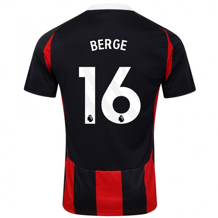 Gyermek Labdarúgás Sander Berge #16 Fekete Piros Idegenbeli Jersey 2024/25 Mez Póló Ing