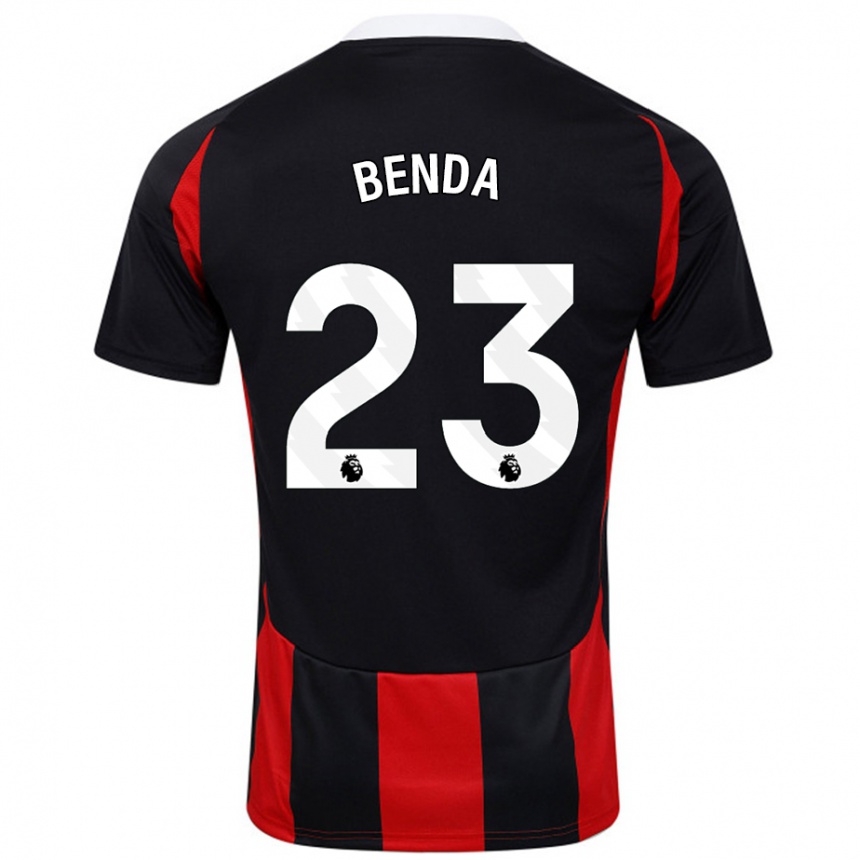 Gyermek Labdarúgás Steven Benda #23 Fekete Piros Idegenbeli Jersey 2024/25 Mez Póló Ing