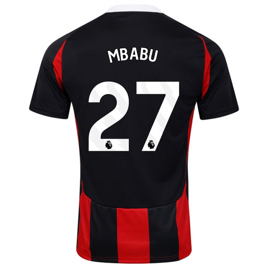 Gyermek Labdarúgás Kevin Mbabu #27 Fekete Piros Idegenbeli Jersey 2024/25 Mez Póló Ing