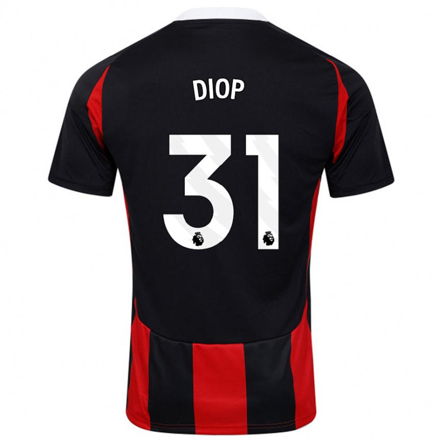 Gyermek Labdarúgás Issa Diop #31 Fekete Piros Idegenbeli Jersey 2024/25 Mez Póló Ing