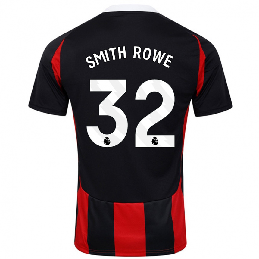 Gyermek Labdarúgás Emile Smith Rowe #32 Fekete Piros Idegenbeli Jersey 2024/25 Mez Póló Ing